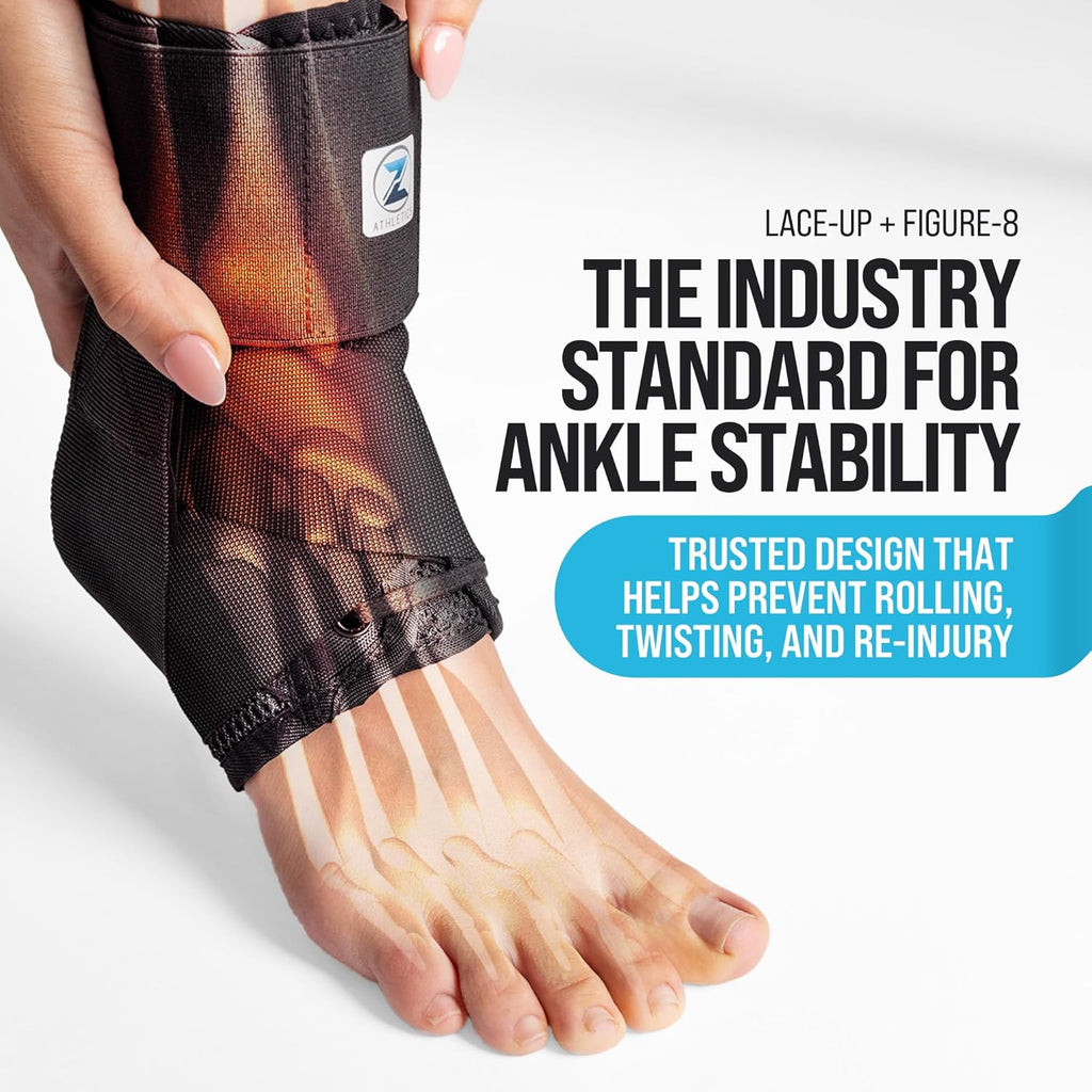 Z ATHLETICS Lace-Up Ankle Brace for Men and Women, Adjustable Support

