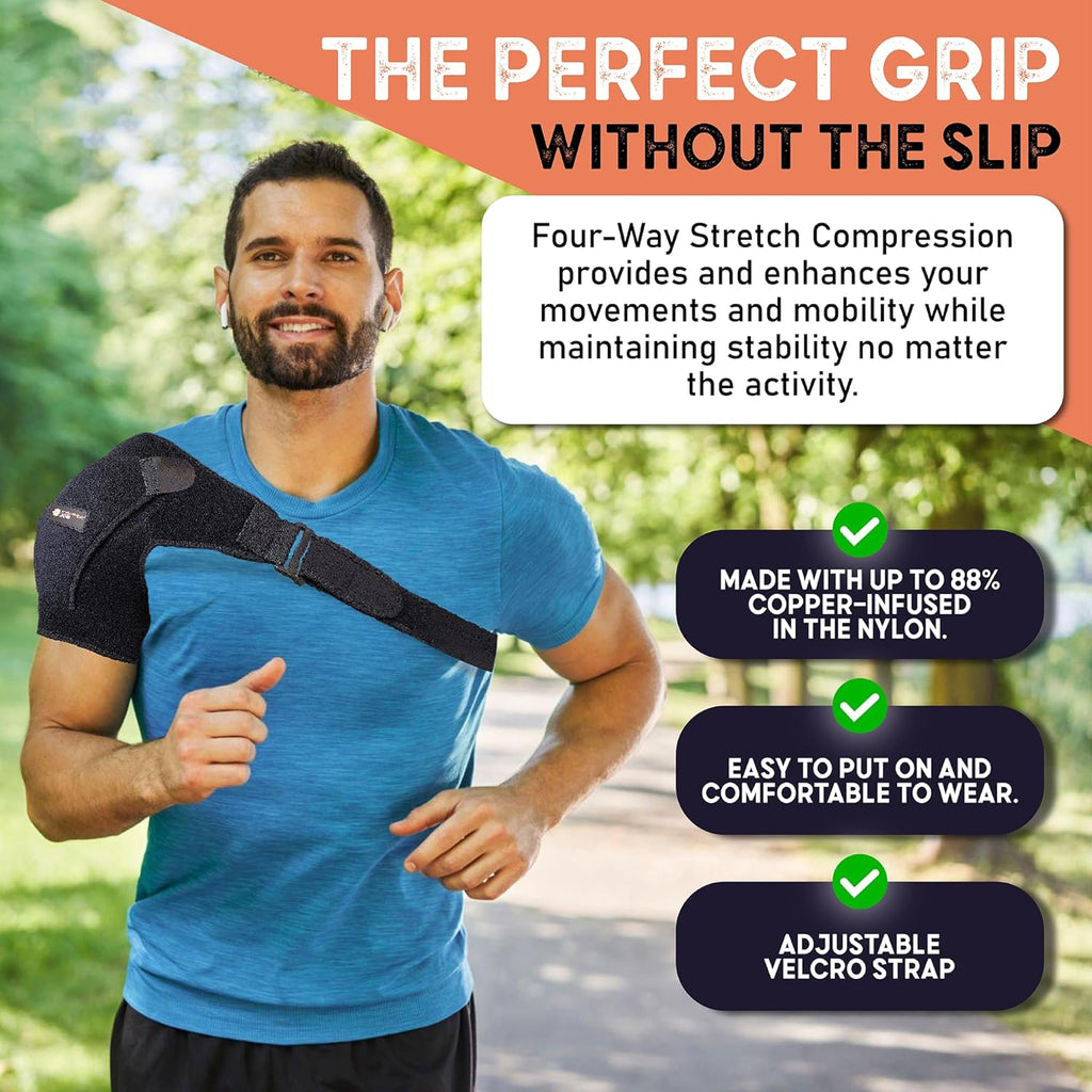 Copper Joe Copper-Infused Compression Shoulder Brace for Rotator Cuff Support


