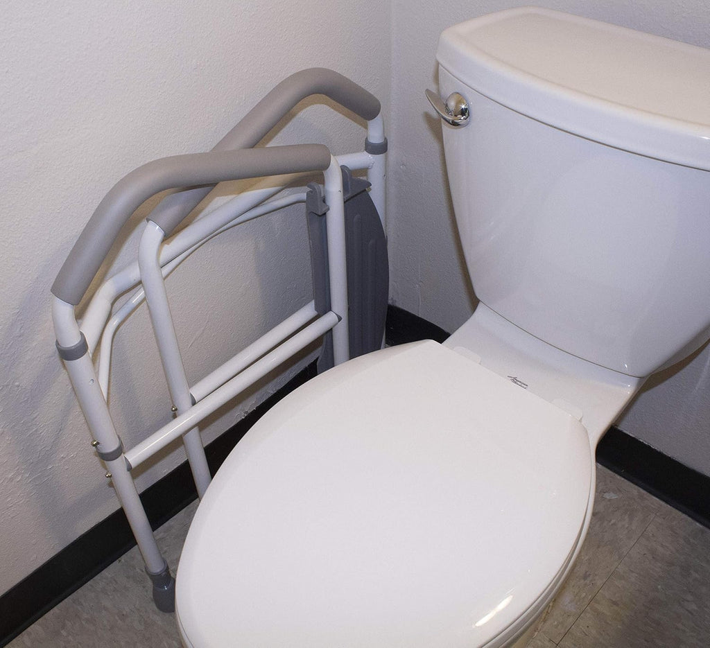 RMS Folding Portable Toilet Safety Frame with Adjustable Height Handrails

