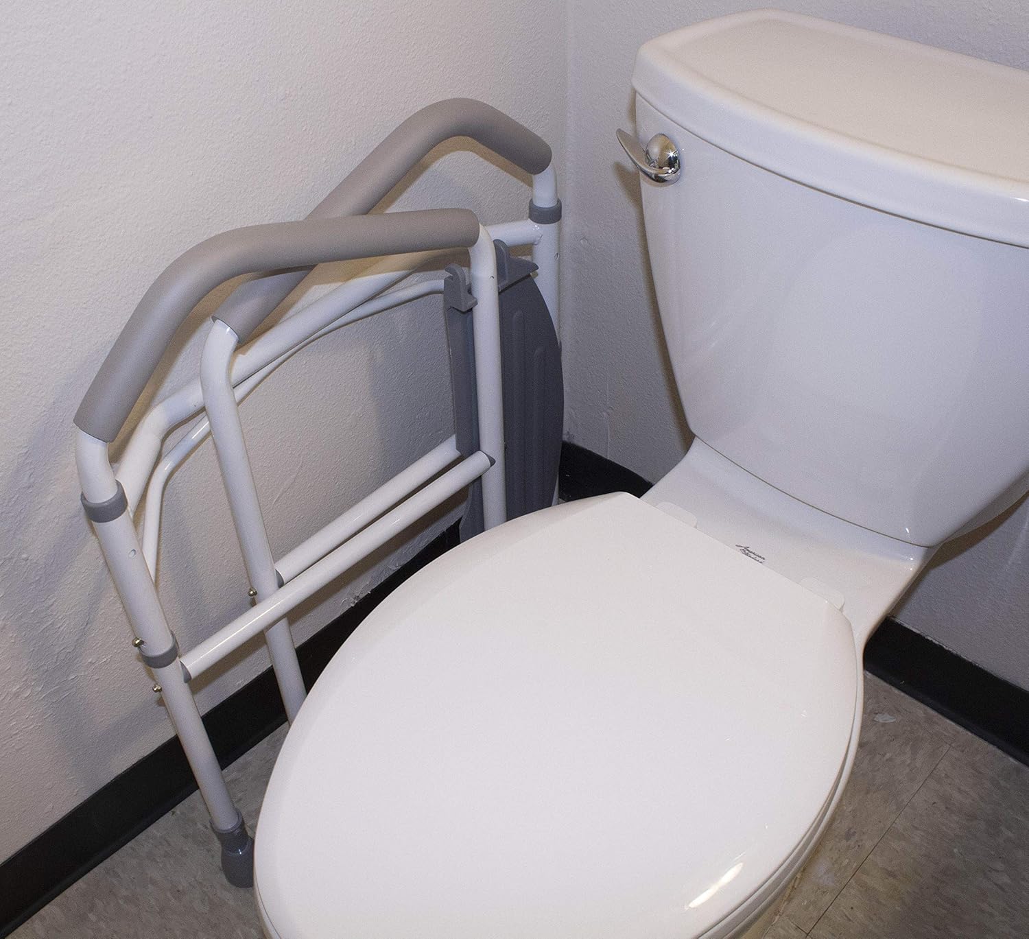 RMS Folding Portable Toilet Safety Frame with Adjustable Height Handrails

