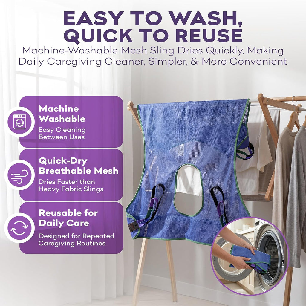 ProHeal Universal Mesh Full Body Patient Lift Sling with Commode Opening, Polyester

