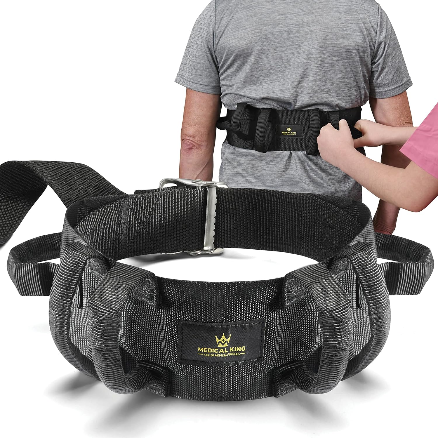 Medical King Gait Belt Transfer Belt with 6 Handles, Quick Buckle, Up to 500 lb

