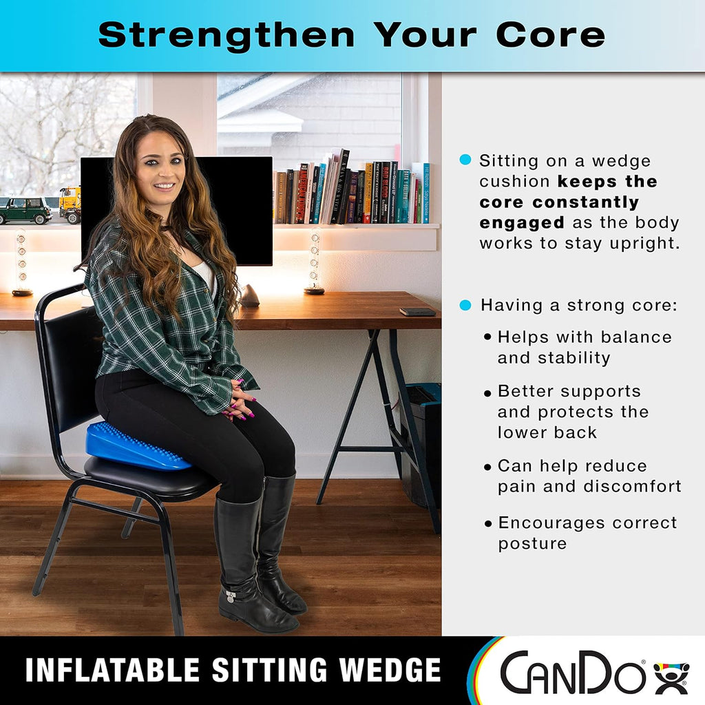 CanDo Sitting Wedge Active Seat Wobble Cushion for Posture, Back Pain, Anxiety

