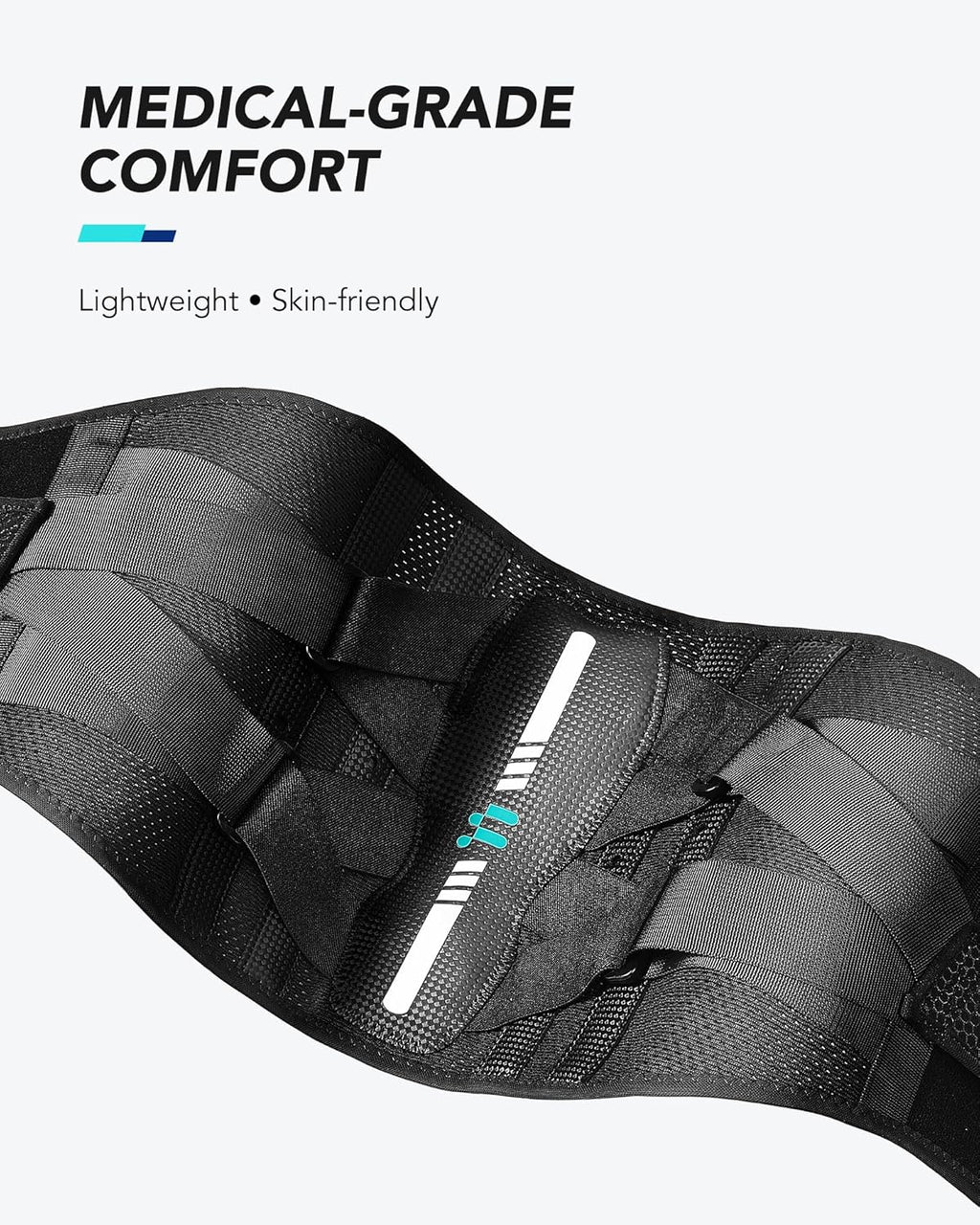 Fitomo Carbon Fiber Back Brace for Lower Back Pain Relief, Breathable Air Mesh Support

