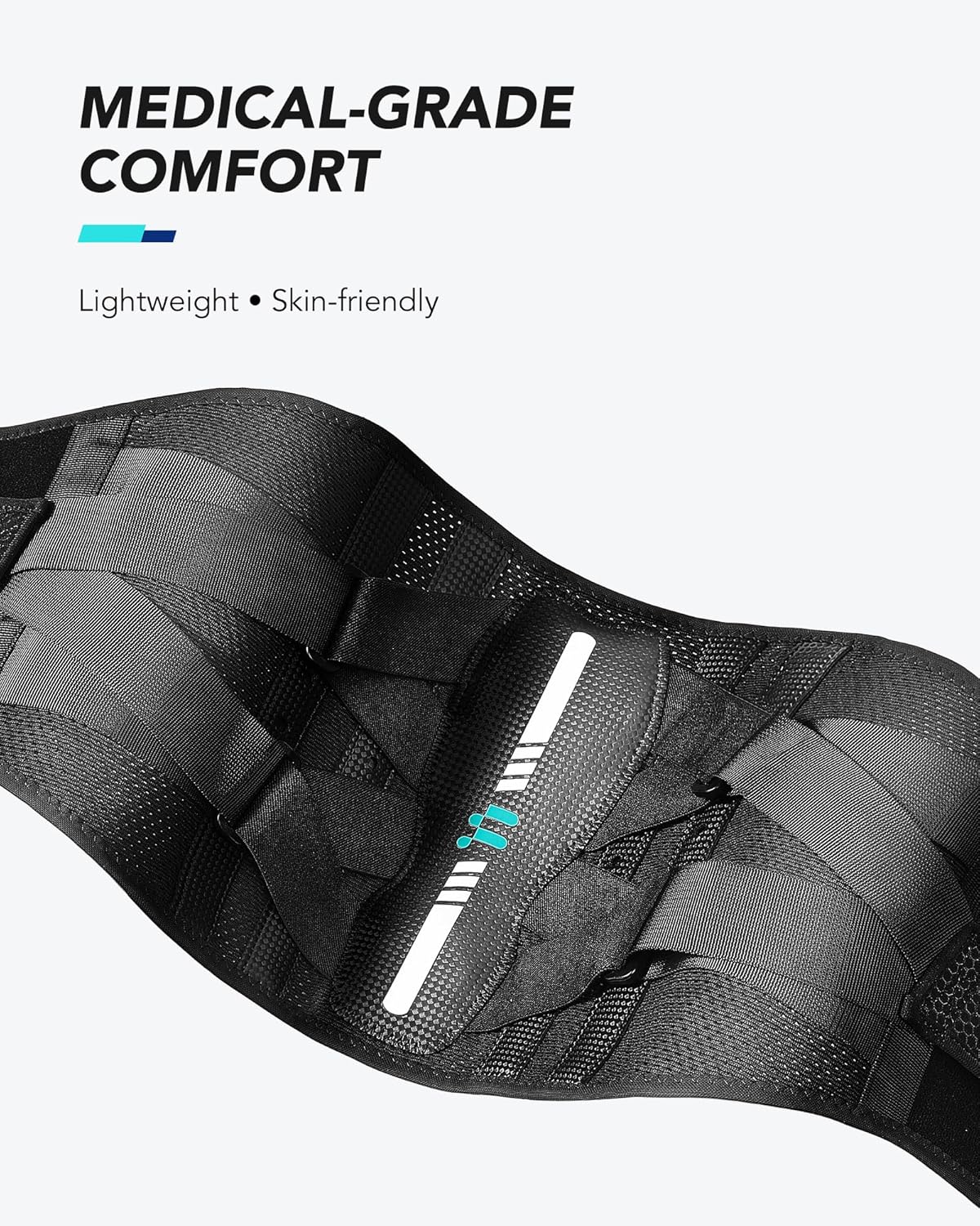 Fitomo Carbon Fiber Back Brace for Lower Back Pain Relief, Breathable Air Mesh Support

