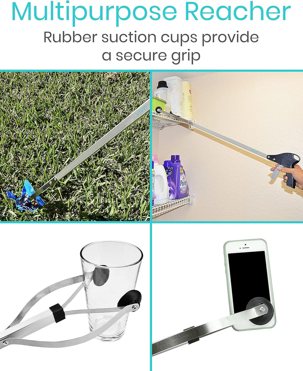 Vive Suction Cup Grabber Reacher Grabber Tool for Seniors, Extended Reach

