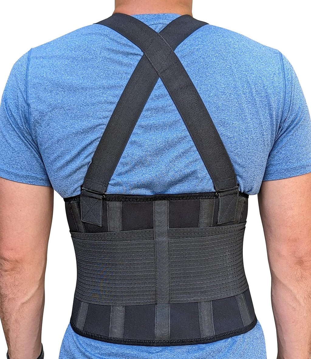 Lower Back Brace with Suspenders Lumbar Support Belt for Heavy Lifting Work


