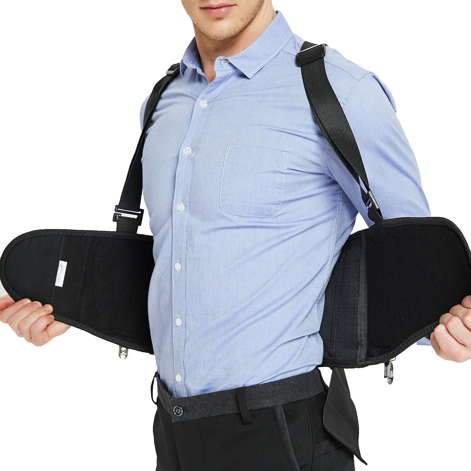 NeoTech Care Back Brace with Removable Pants Clips and Detachable Suspenders

