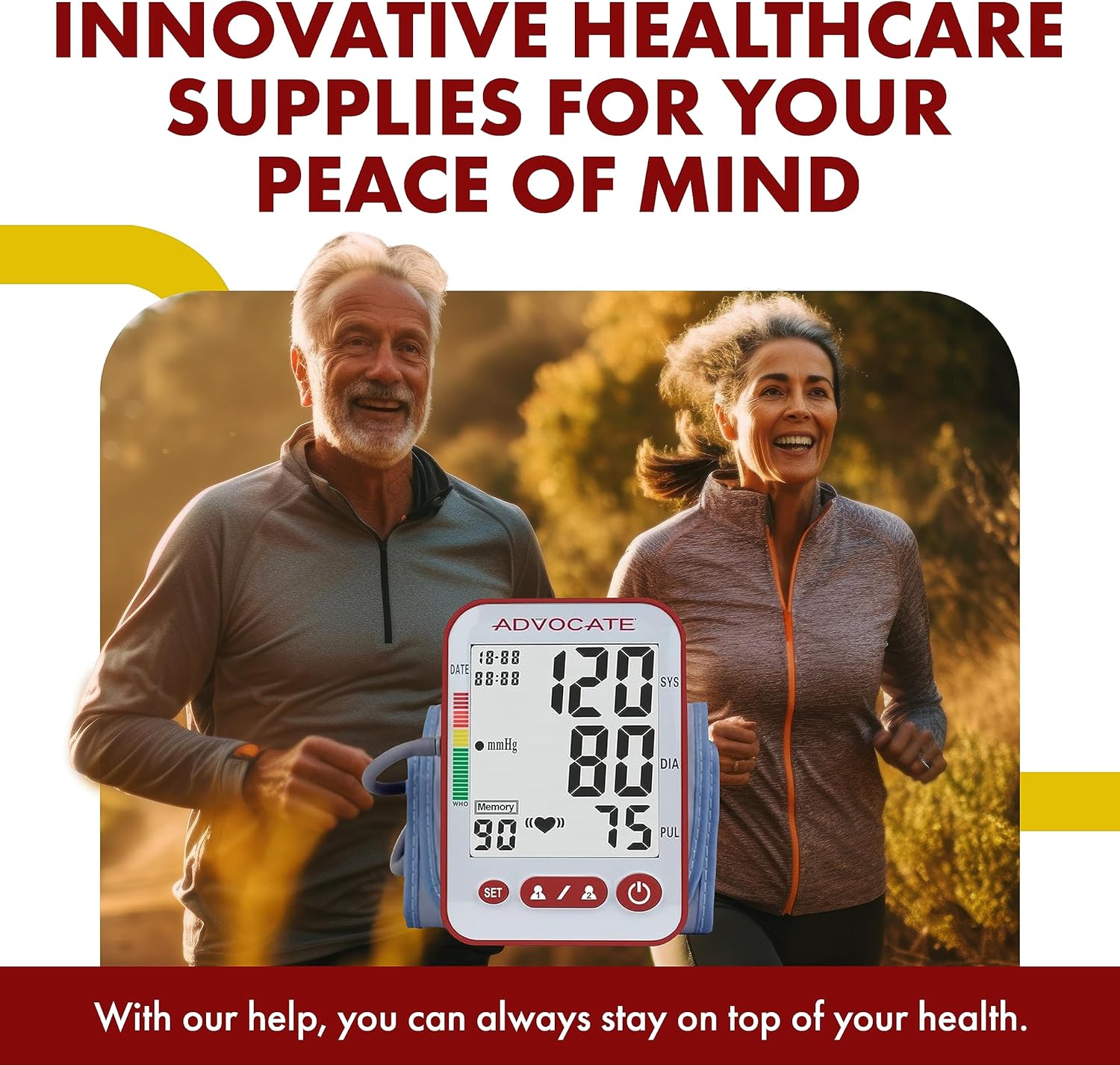 Advocate Automatic Upper Arm Blood Pressure Monitor, Digital BP Cuff Machine, 2 Users

