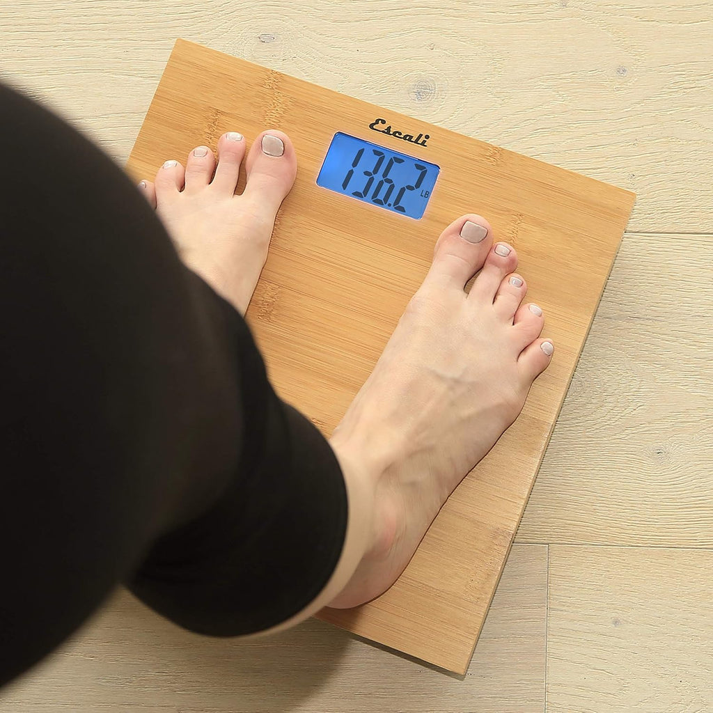 Escali Bamboo Digital Bathroom Scale for Body Weight, Extra-High Capacity 440 lb

