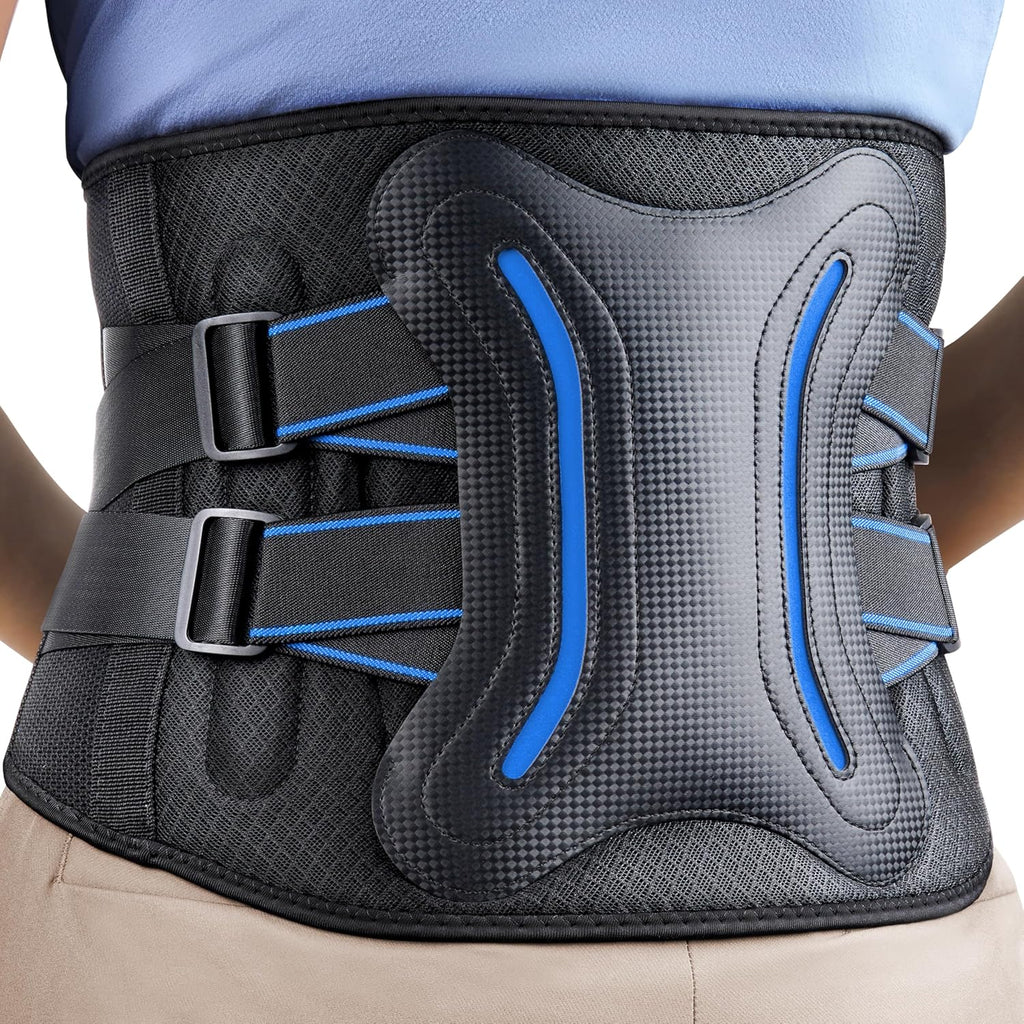 FEATOL Lower Back Brace with 5 Reinforced Stays, Adjustable Lumbar Support Belt

