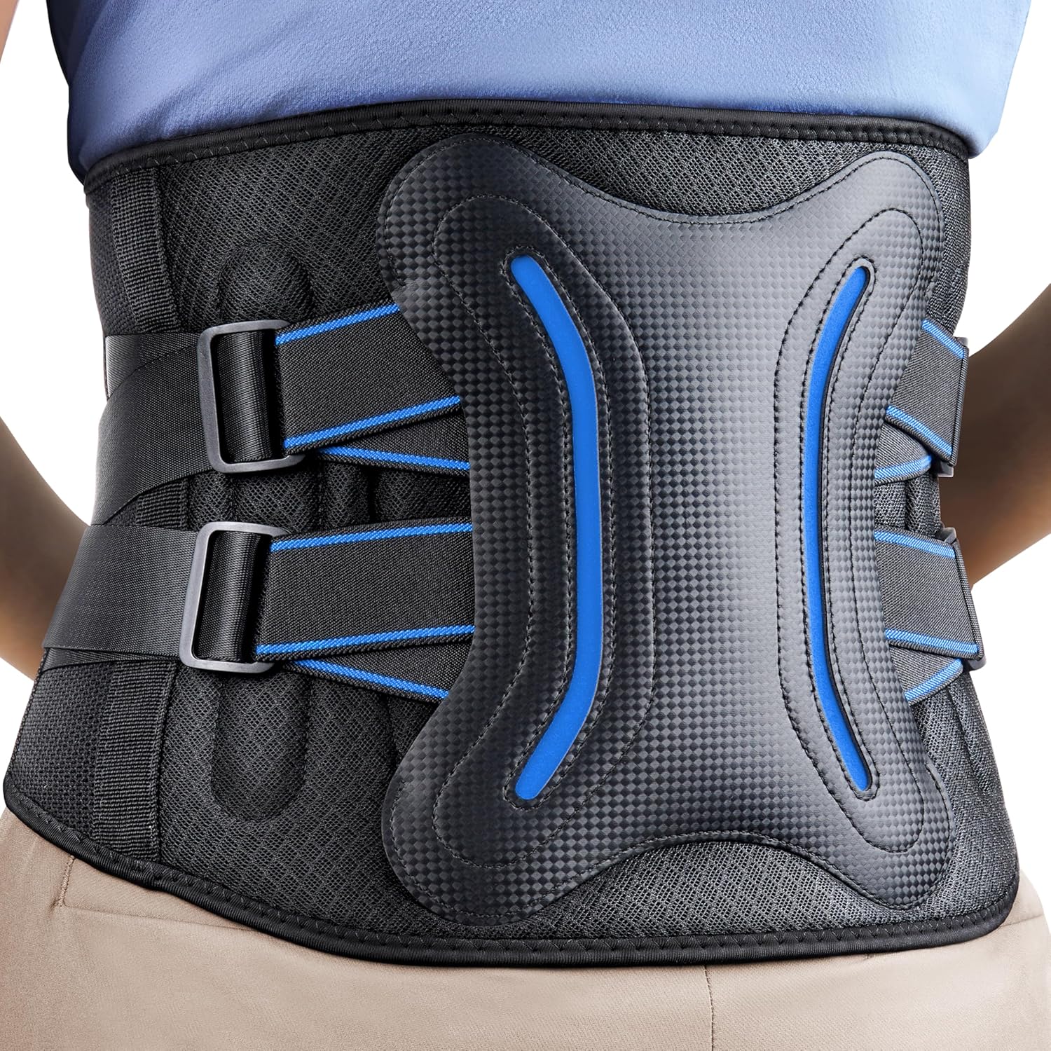FEATOL Lower Back Brace with 5 Reinforced Stays, Adjustable Lumbar Support Belt

