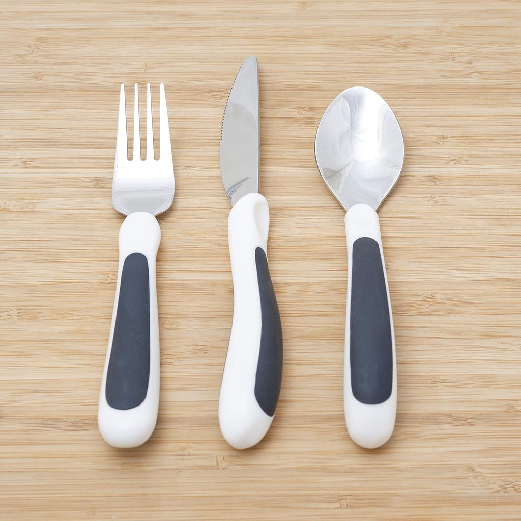 NRS Healthcare Kura Care Adult Easy Grip Cutlery Set, Stainless Steel

