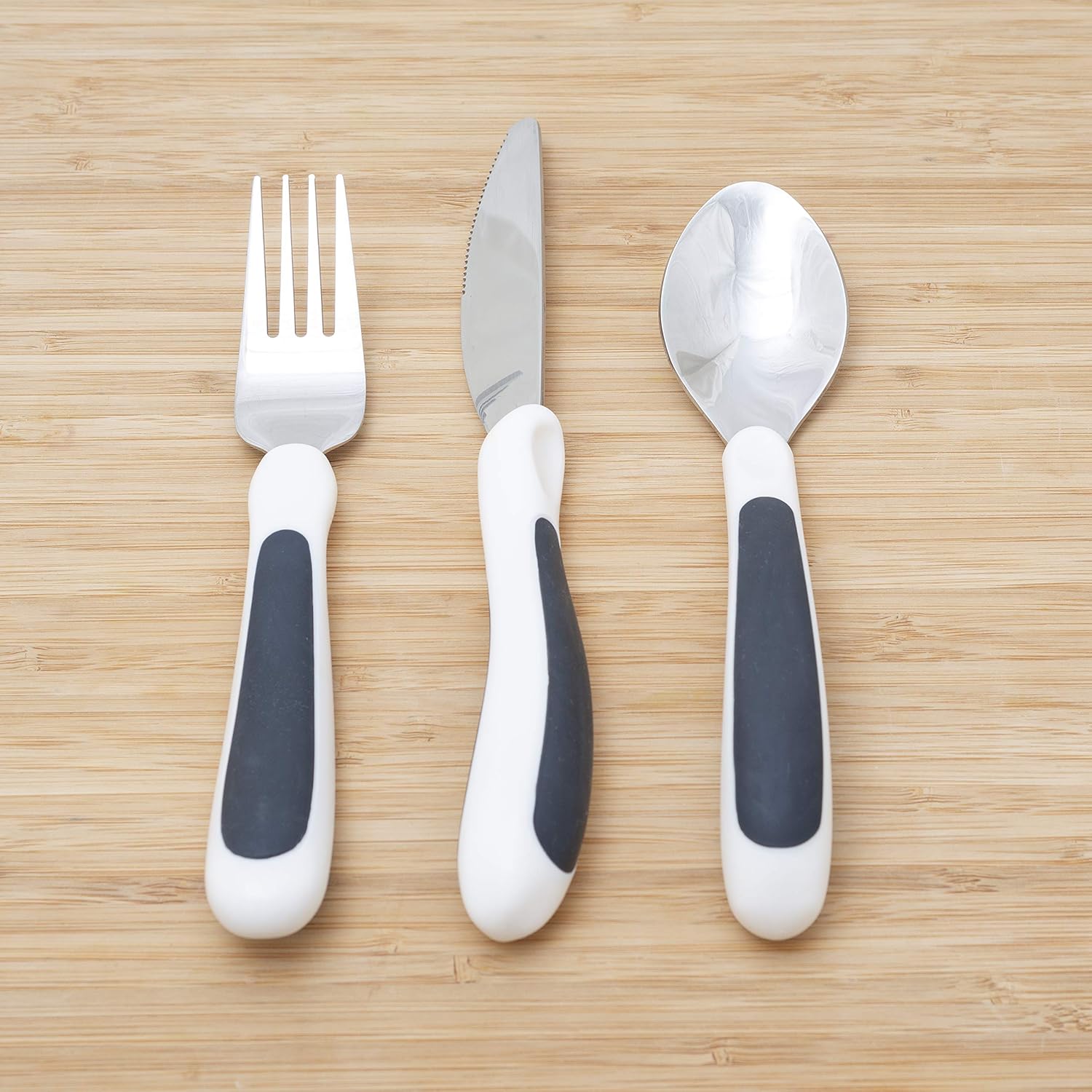 NRS Healthcare Kura Care Adult Easy Grip Cutlery Set, Stainless Steel

