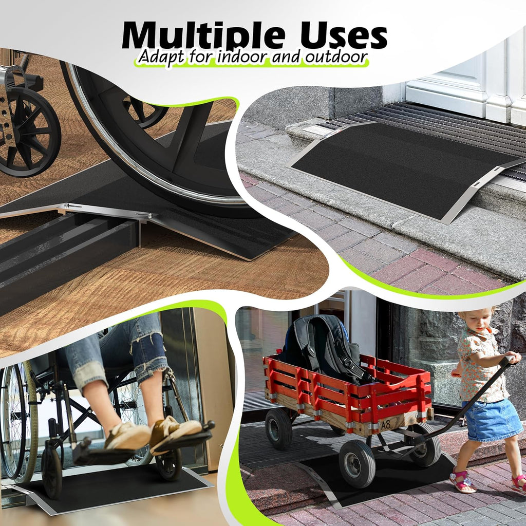 Nuvium Bridge Threshold Ramp for Doorways, Adjustable Non-Slip Aluminum Wheelchair

