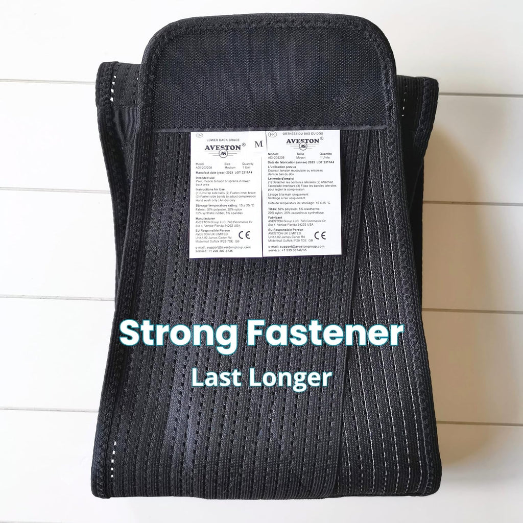 AVESTON Lumbar Back Brace with Removable Pad, Rigid Support Belt for Lower Back Pain

