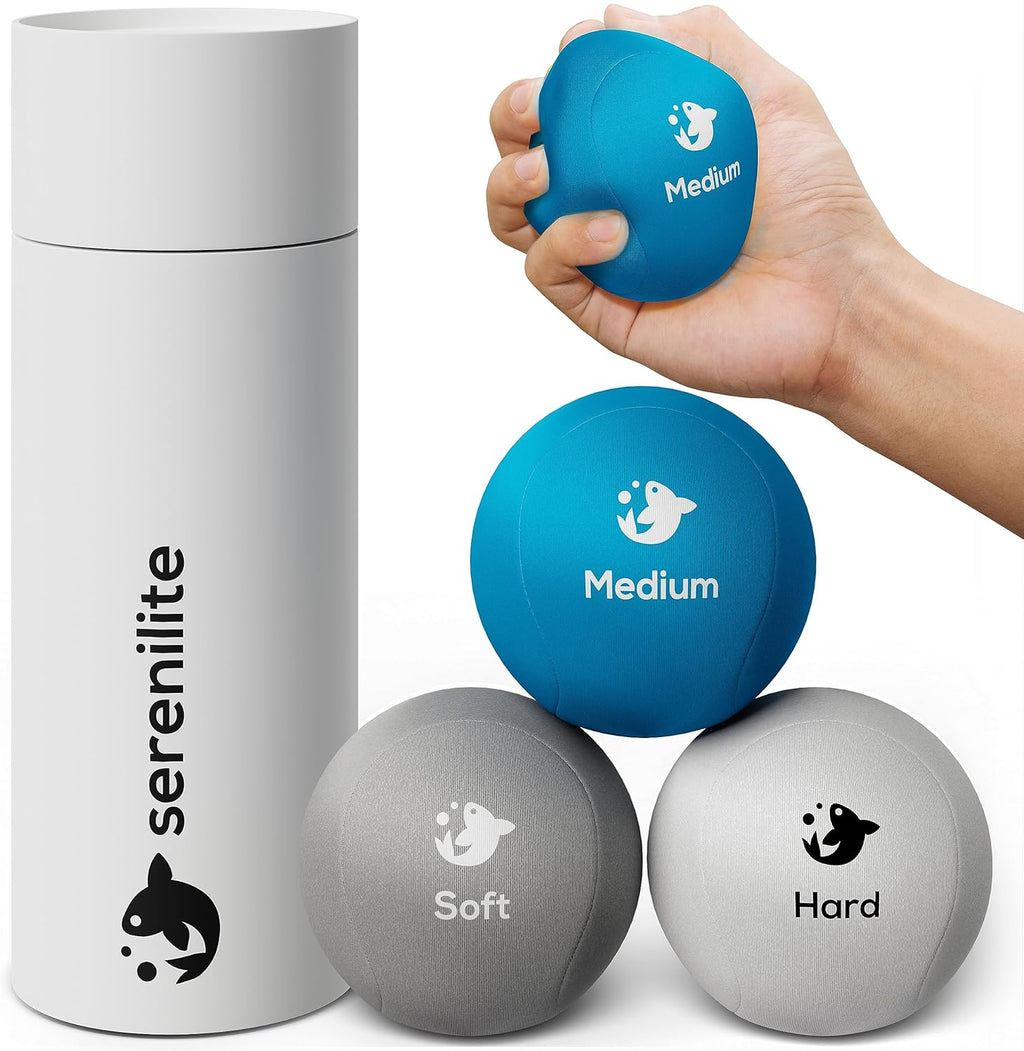 Serenilite Tri-Density Hand Therapy Stress Ball Bundle for Grip Strengthening

