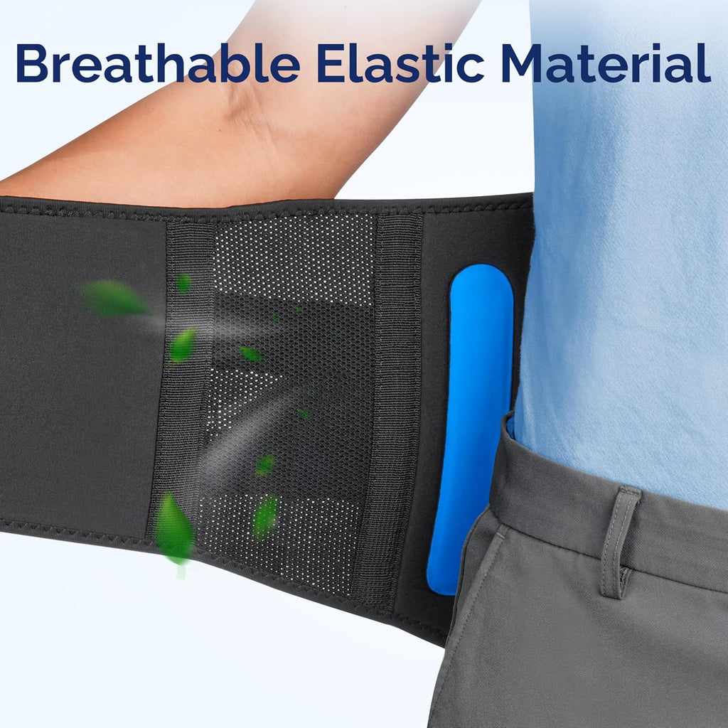 FEATOL Lower Back Brace with 5 Reinforced Stays, Adjustable Lumbar Support Belt

