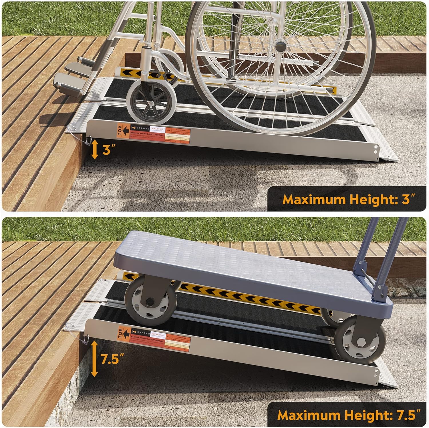 ORFORD Portable Wheelchair Ramp Non-Slip Threshold Access for Doorways

