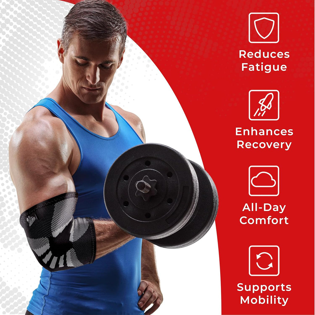 Nordic Lifting Elbow Compression Sleeves - Tendonitis & Golfers Elbow Brace, 1 Pair

