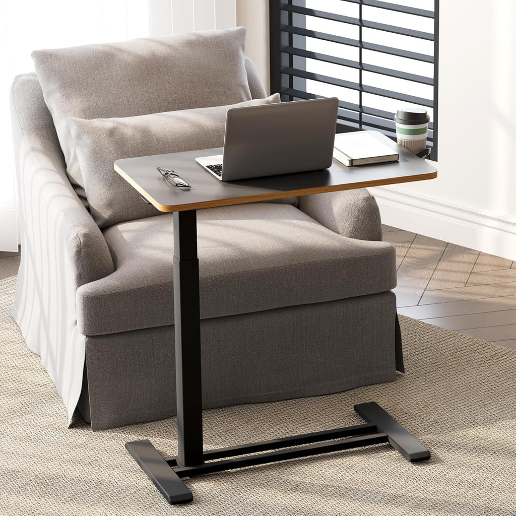 SANODESK Overbed Bedside Table Adjustable Height Rolling Laptop Cart with Tray

