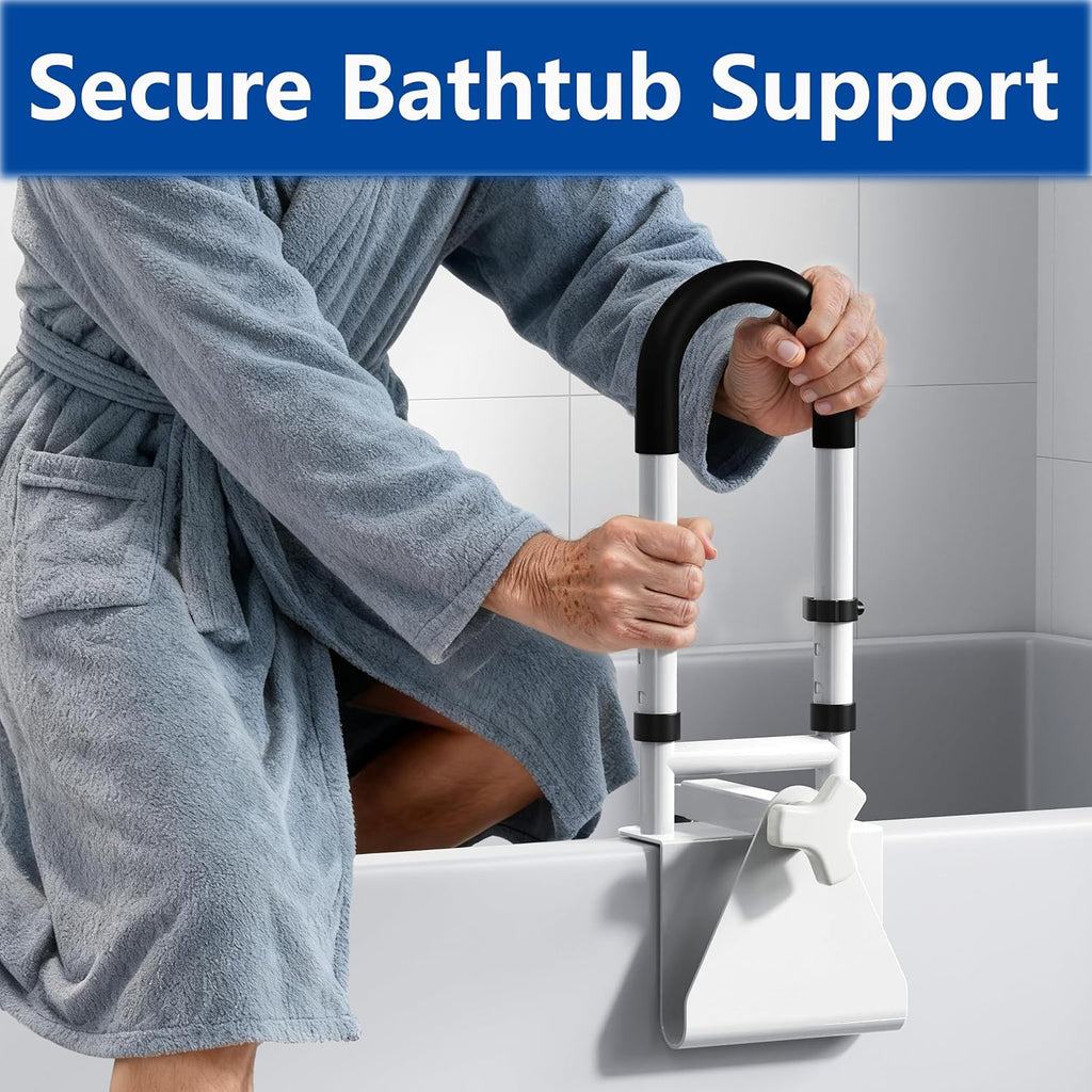 Bathtub Safety Rail Grab Bar with Non-Slip Grip for Seniors, 3.1-6.7 in, 300 lb

