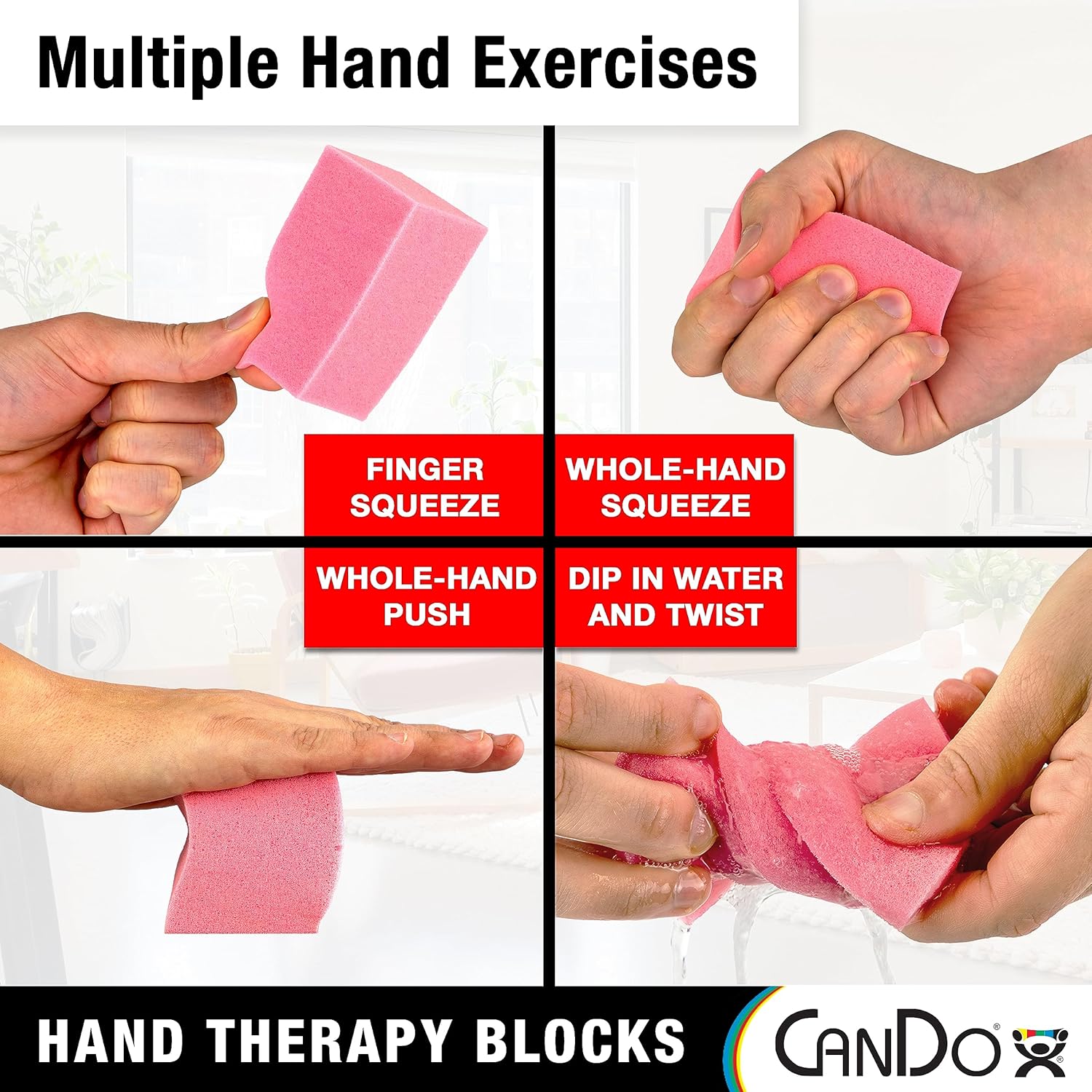 CanDo Hand Therapy Blocks Grip Strengthening Foam for Physical Therapy Exercises

