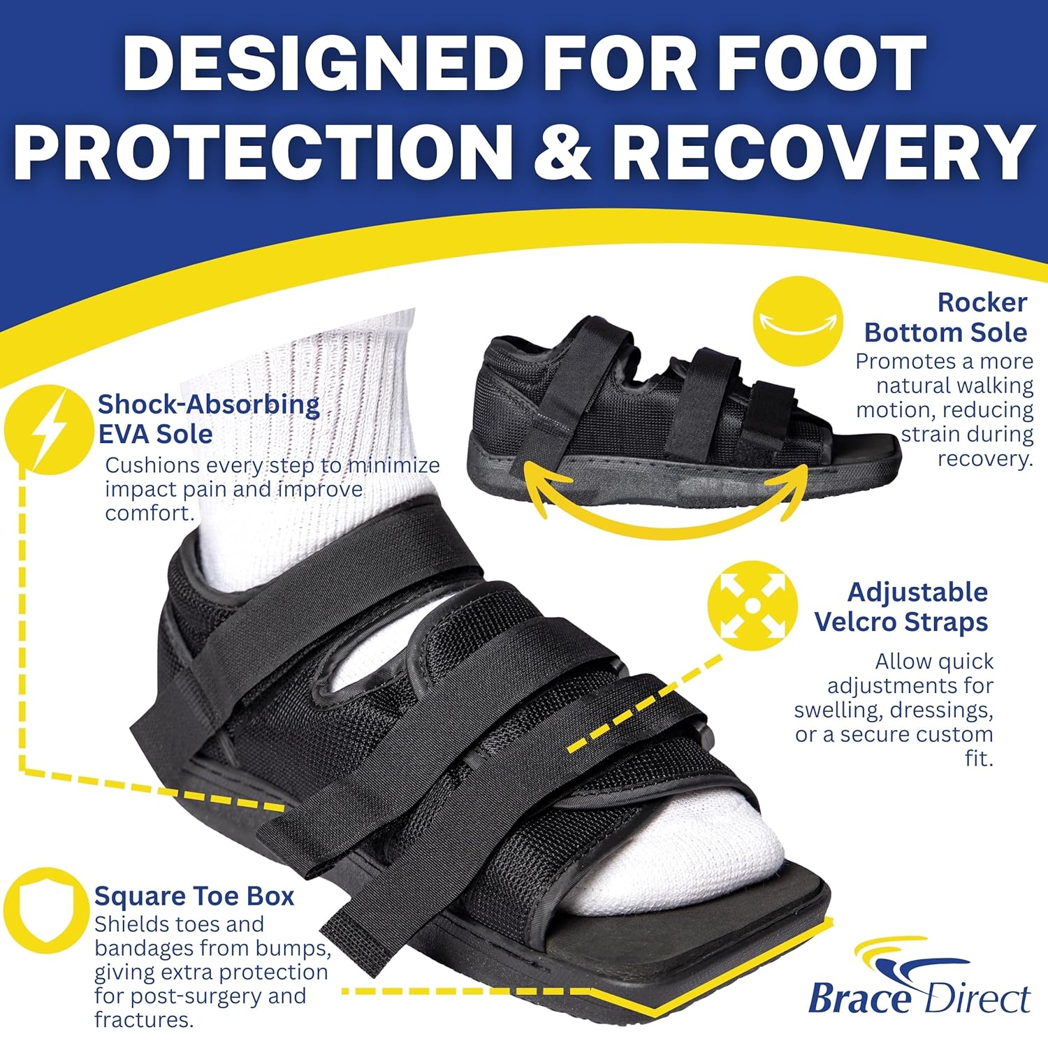 Brace Direct Post-Op Shoe Medical Foot Brace Orthopedic Walking Immobilizer L3260


