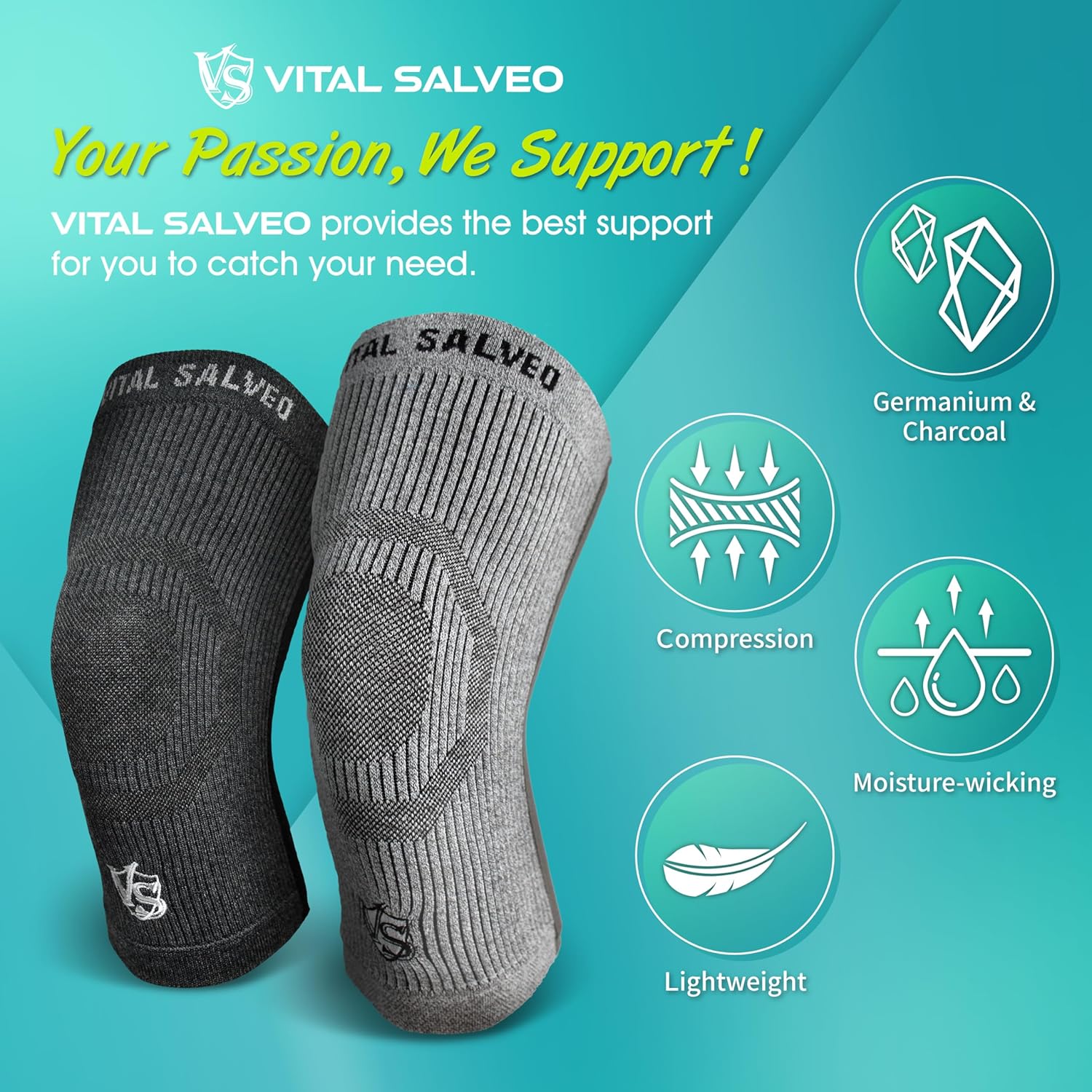 Vital Salveo S-Support 3D Bio-Dynamic Recovery Knee Sleeve, Compression Support

