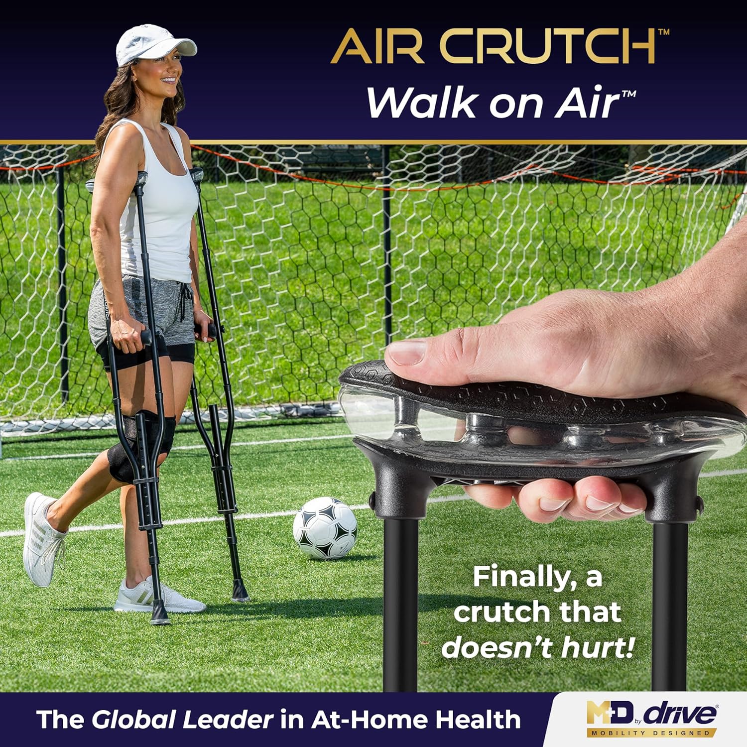 Drive Air-Crutch Lightweight Walking Crutch, Adjustable Height 4'7–6'7, 300 lb

