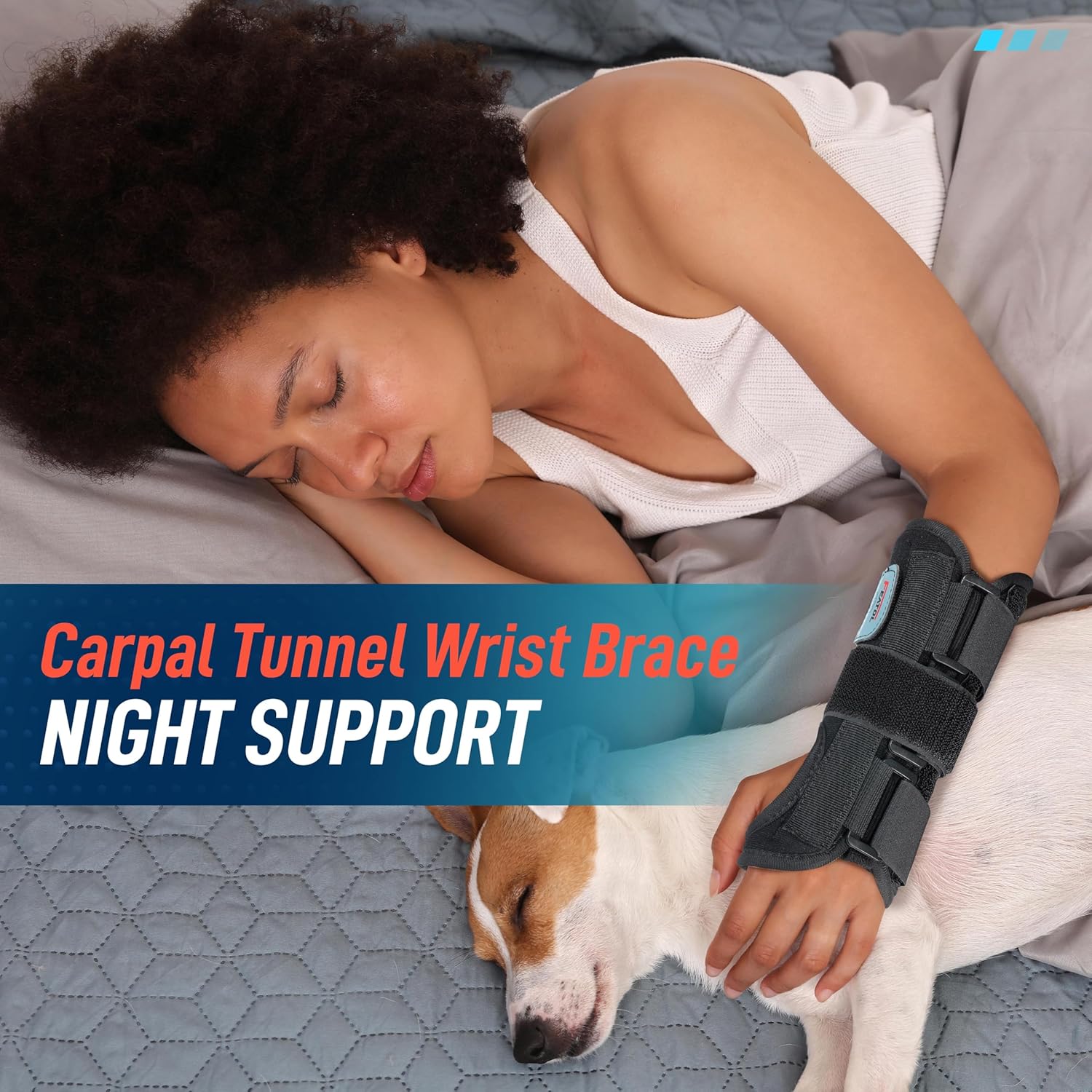 FEATOL Wrist Brace for Carpal Tunnel, Night Support Splint with Removable Ice Pack

