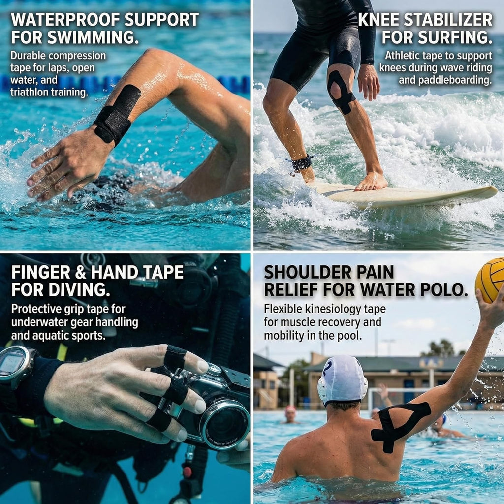 Magnesium & Menthol Infused Kinesiology Tape, Water-Resistant Athletic Muscle Support

