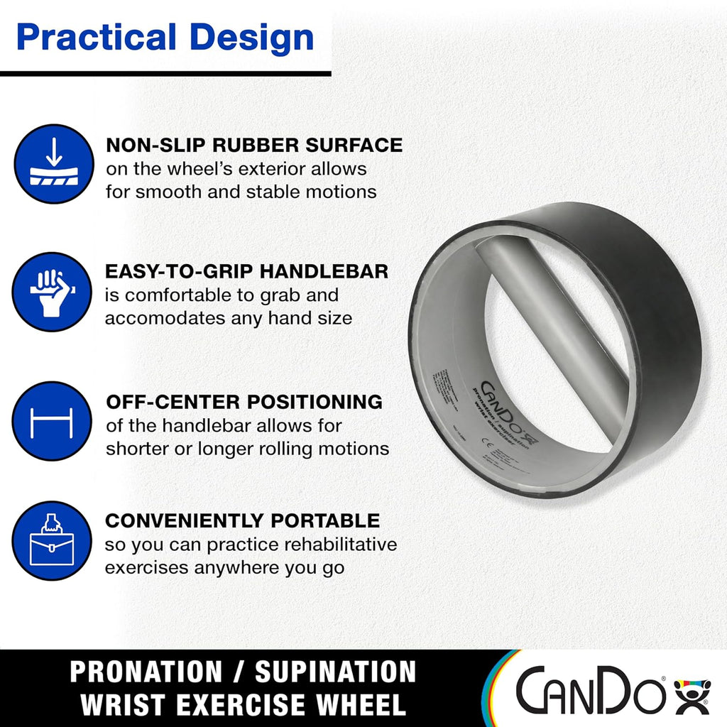 CanDo Pronation Supination Wrist Exercise Wheel for Forearm Rehab

