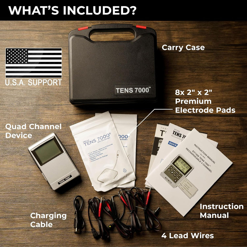 TENS 7000 Pro Rechargeable TENS Unit Muscle Stimulator, 4-Channel EMS/TENS

