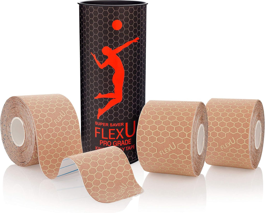 FlexU Kinesiology Tape Pre-Cut Strips 2 in x 10 in for Back, Knee, Shoulder


