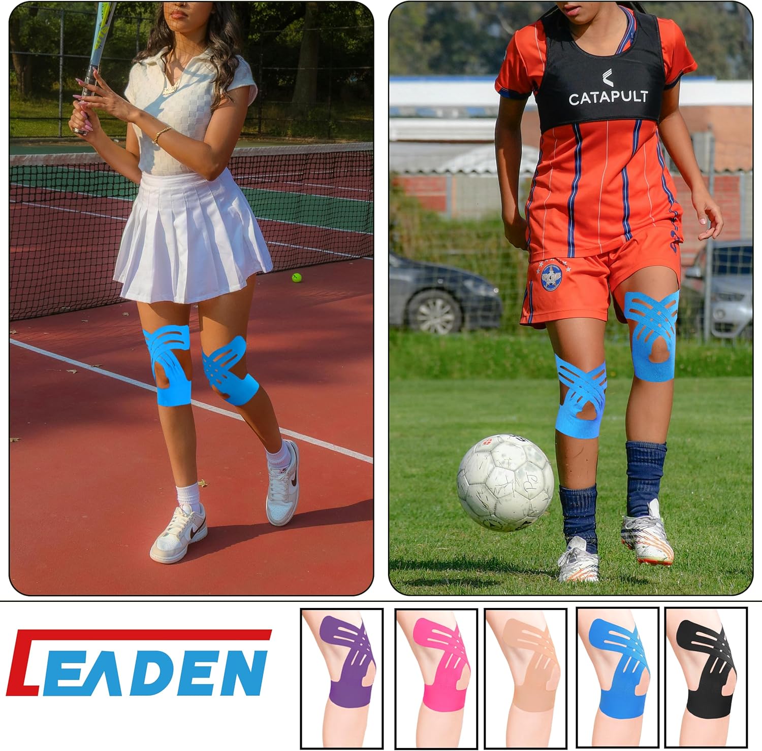 IEADEN Precut Kinesiology Tape for Knees, Knee Support and Stability, Waterproof

