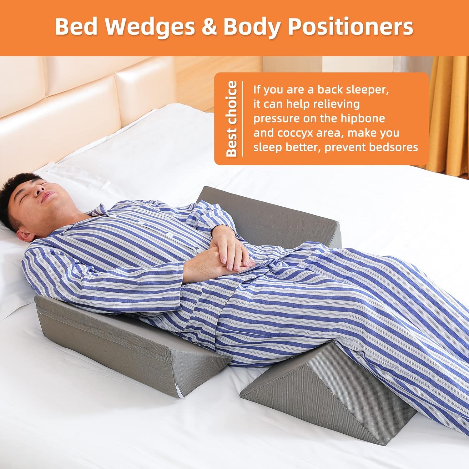 Fanwer 3-in-1 Bed Wedges & Positioning Pillows, 40° Bed Wedge Set

