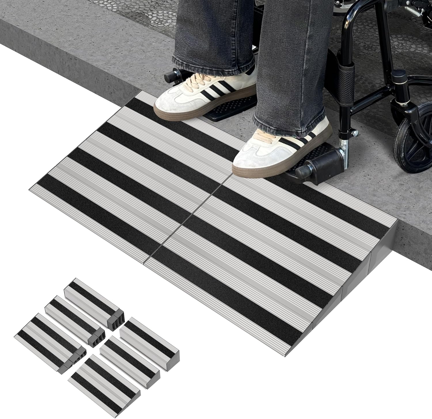 Nuvium Modular Aluminum Threshold Ramp for Doorways, Curb and Step Access, 1100 lb

