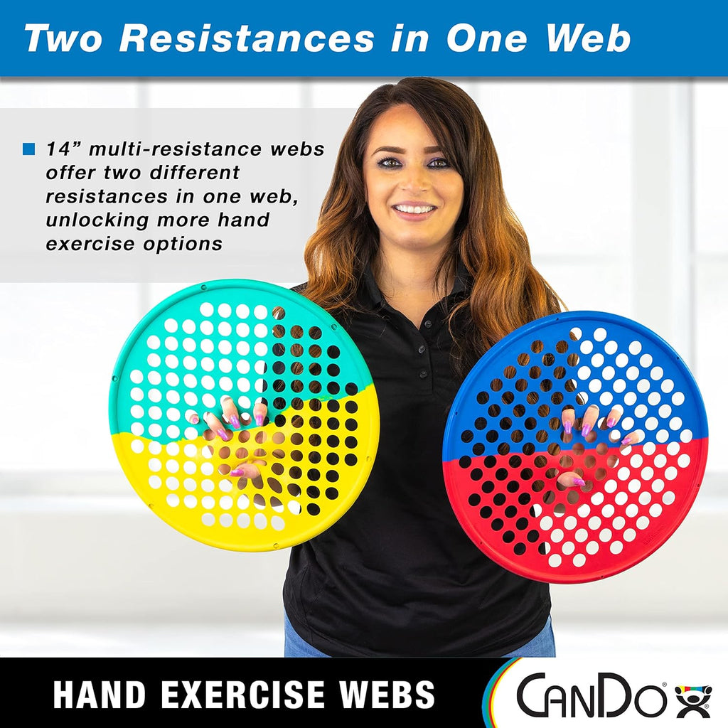 CanDo Hand Exercise Web Therapy Device for Grip Strengthening, Portable, Low Powder

