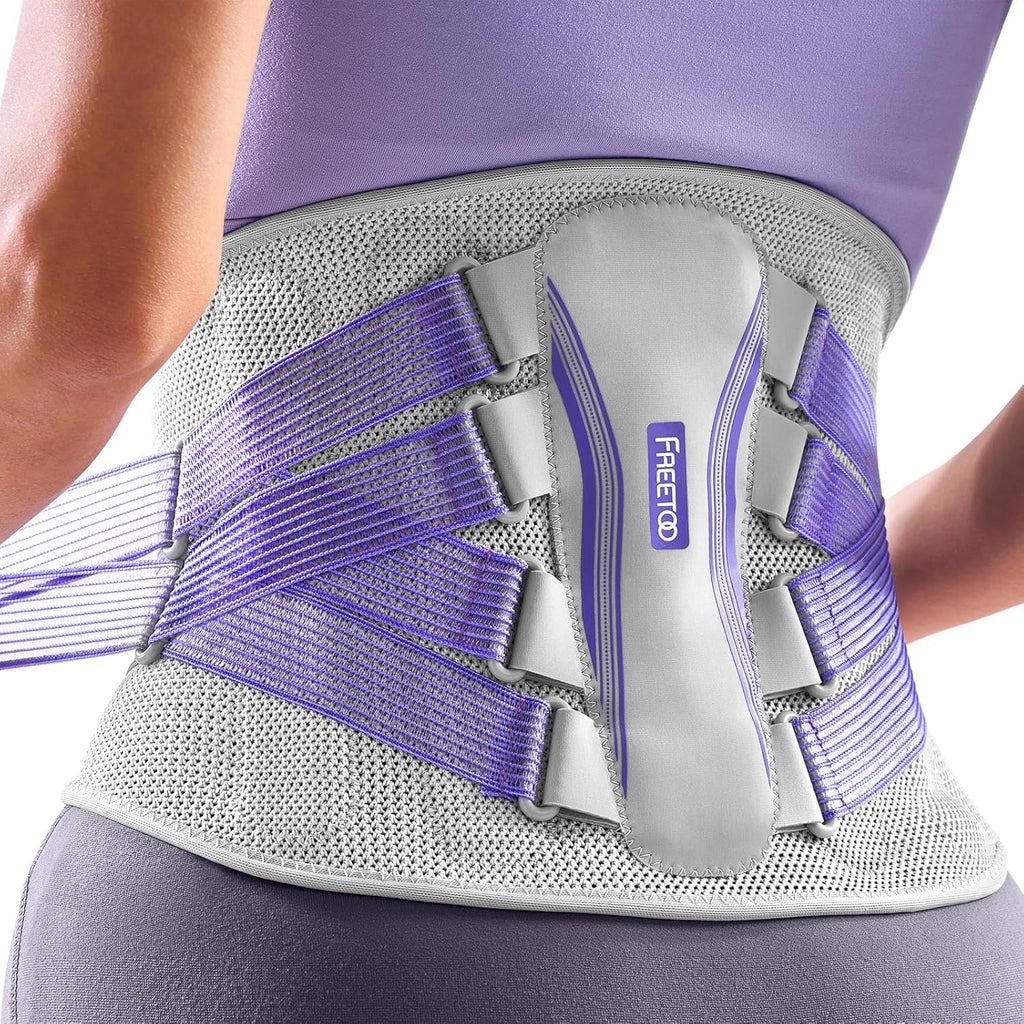 FREETOO Back Brace for Lower Back Pain, Adjustable Breathable Lumbar Support

