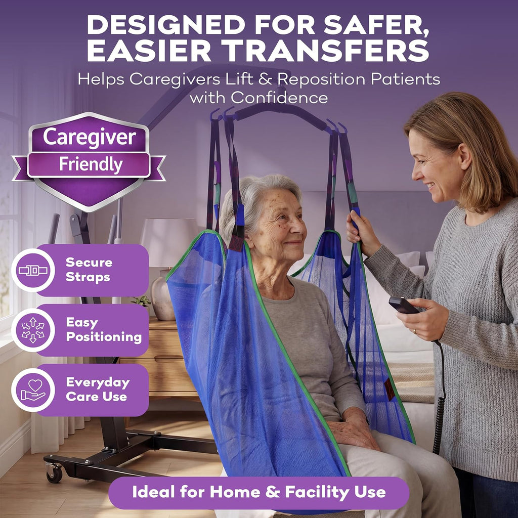 ProHeal Universal Mesh Full Body Patient Lift Sling with Commode Opening, Polyester

