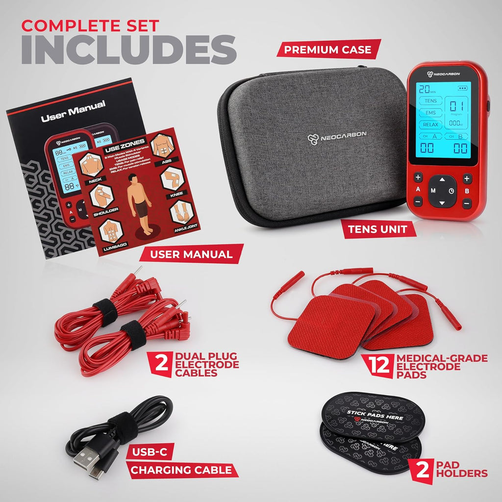 NEOCARBON TENS EMS PMS Muscle Stimulator Pro for Back Pain Relief Rechargeable

