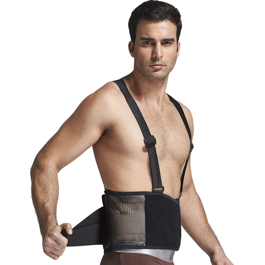 NeoTech Care Back Brace with Suspenders Shoulder Straps Lumbar Support Belt

