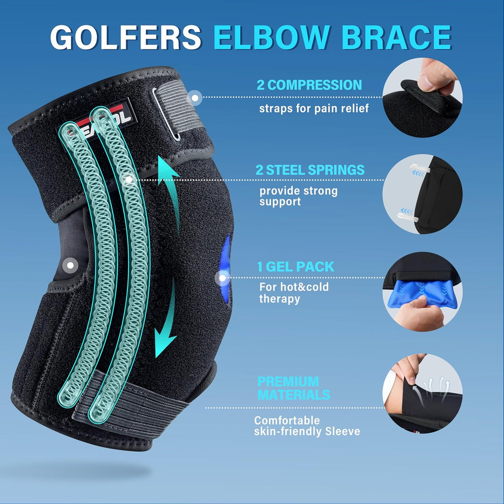 FEATOL Elbow Brace with Reusable Hot Cold Ice Pack for Tennis Elbow Pain Relief

