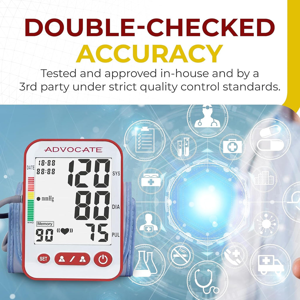 Advocate Automatic Upper Arm Blood Pressure Monitor, Digital BP Cuff Machine, 2 Users


