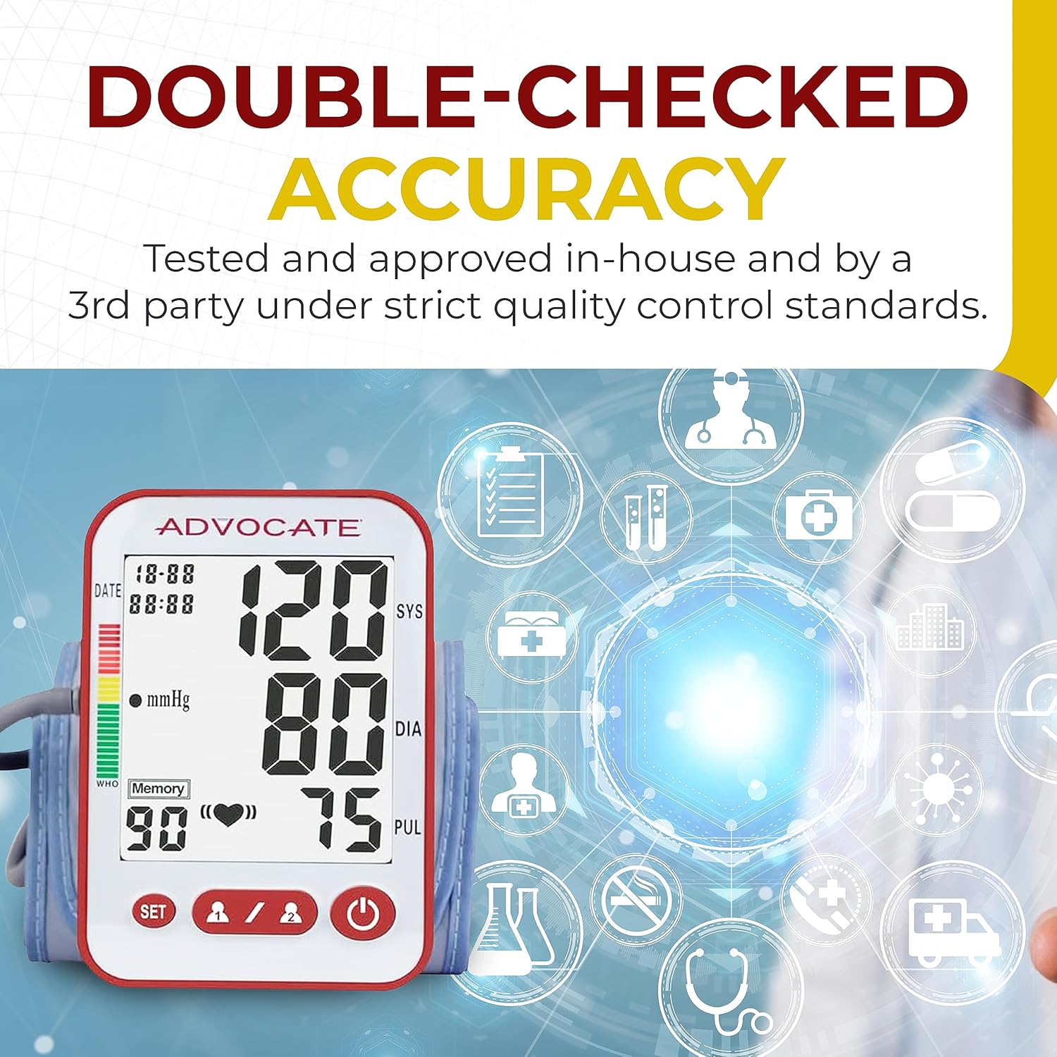 Advocate Automatic Upper Arm Blood Pressure Monitor, Digital BP Cuff Machine, 2 Users

