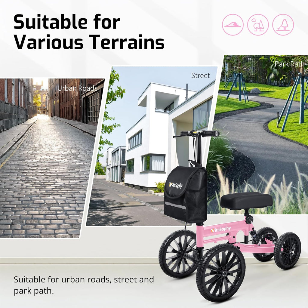 VitaSophy All-Terrain Knee Scooter with Disc Brakes, Steerable Knee Walker

