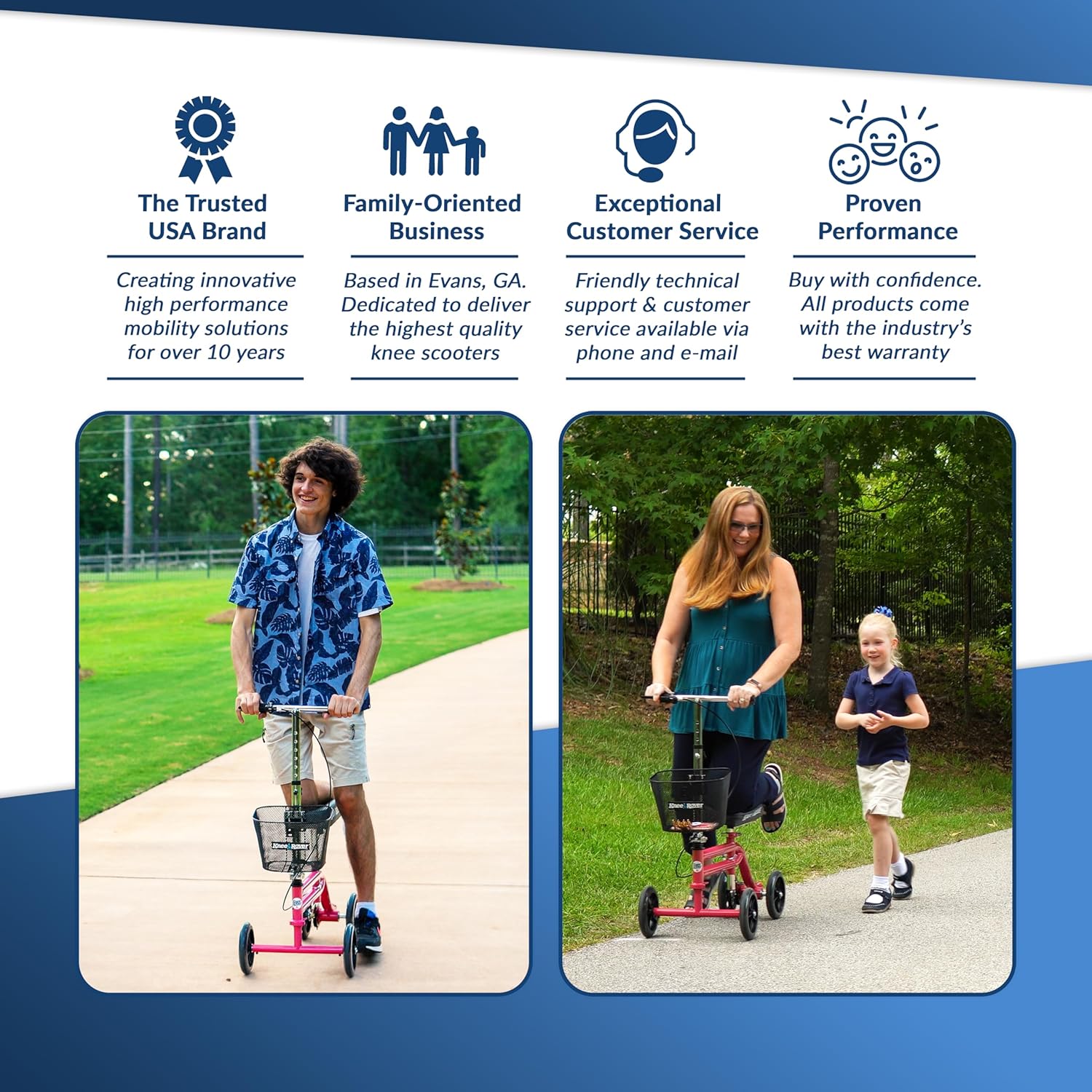 KneeRover Steerable Knee Scooter, Foldable Knee Walker with Basket and Brake

