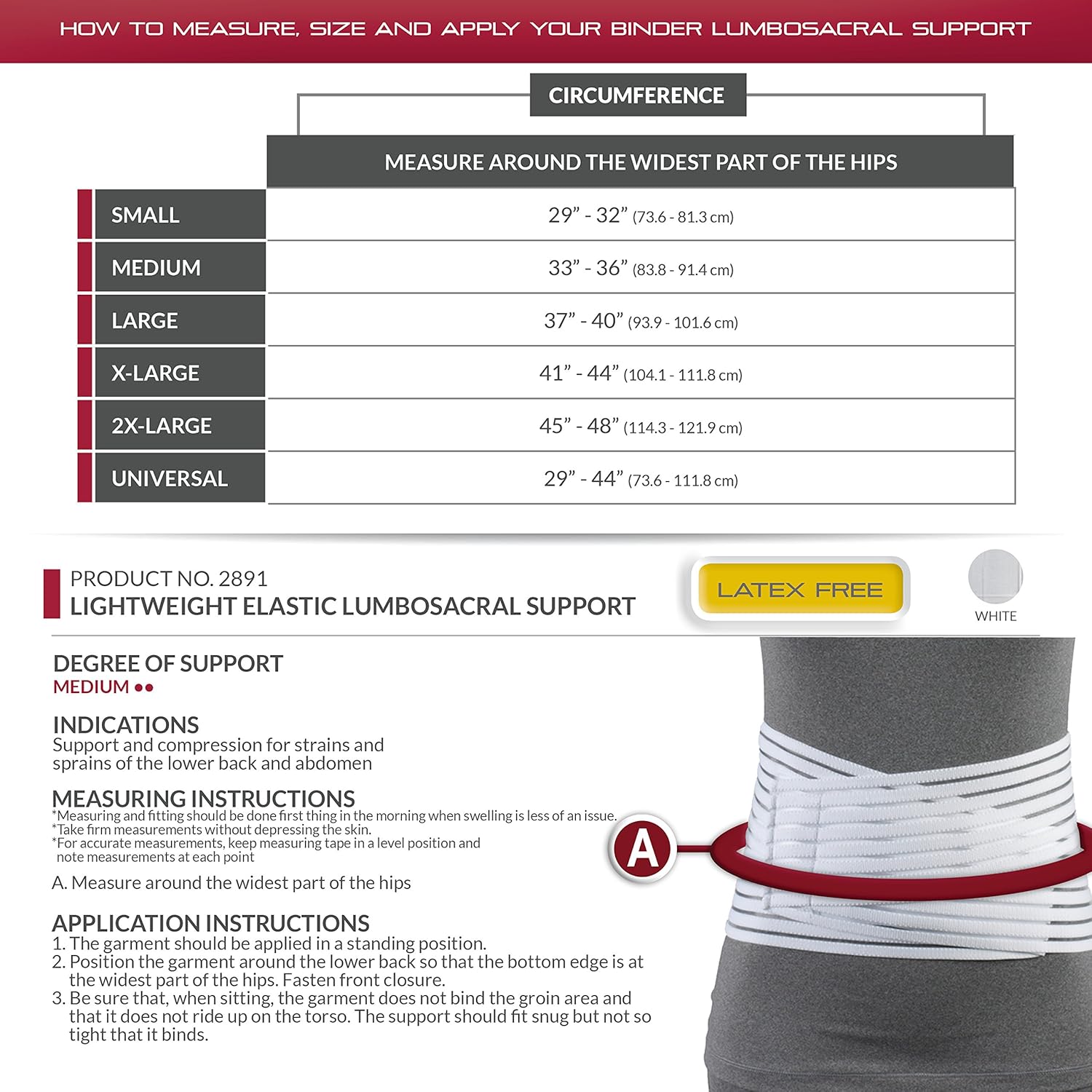 OTC Lumbosacral Support, 7-inch Lightweight Elastic Back Brace

