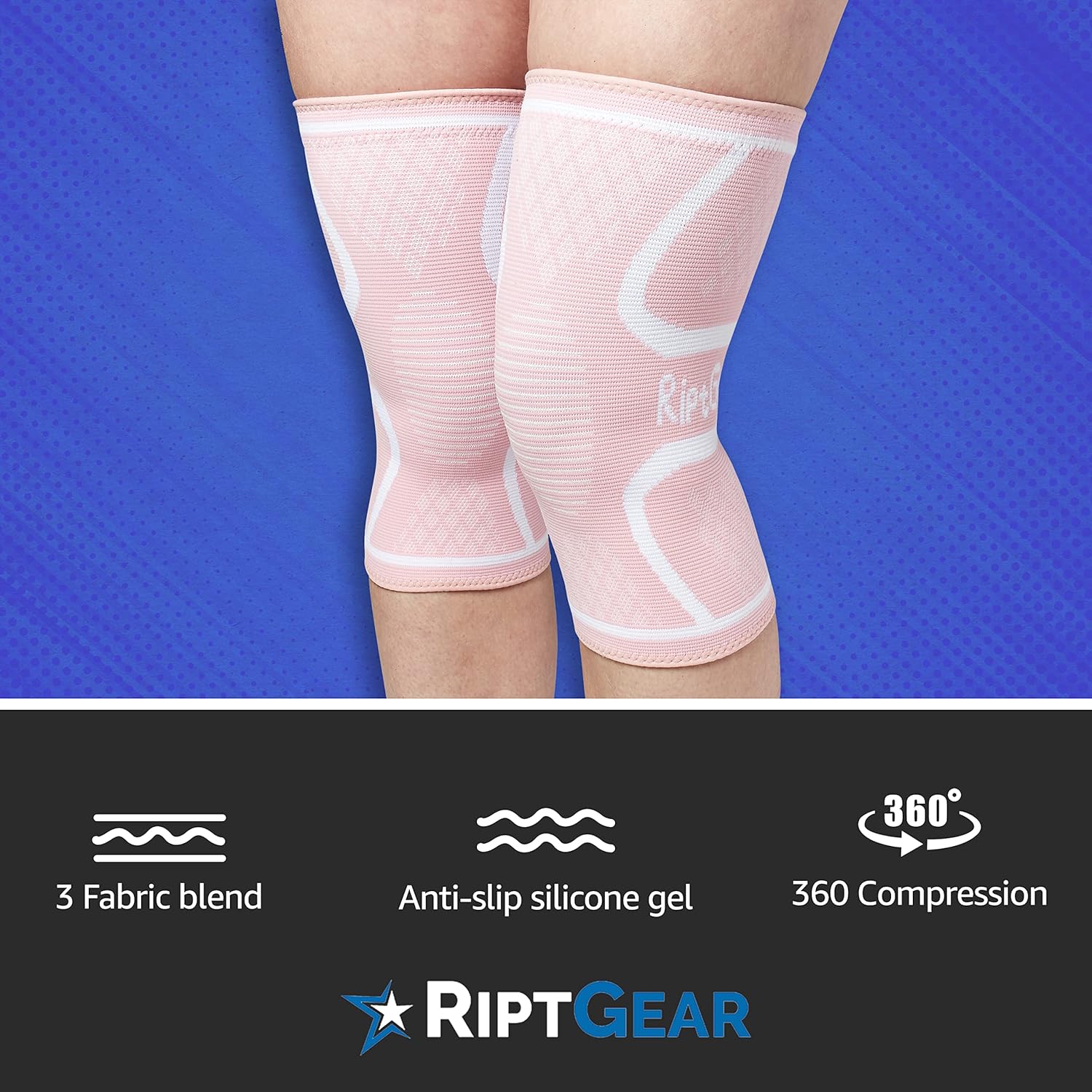 RiptGear Women’s Knee Compression Sleeve Knee Brace for Support and Comfort

